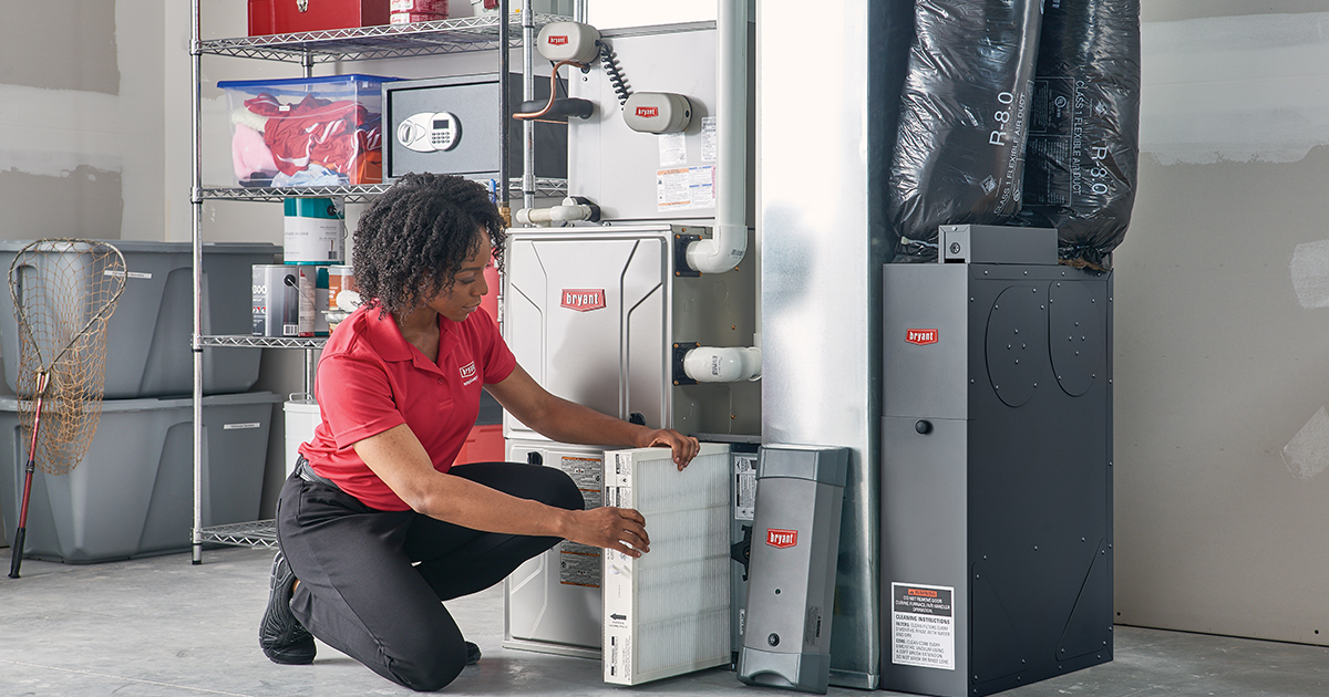 A Bryant dealer installing a furnace